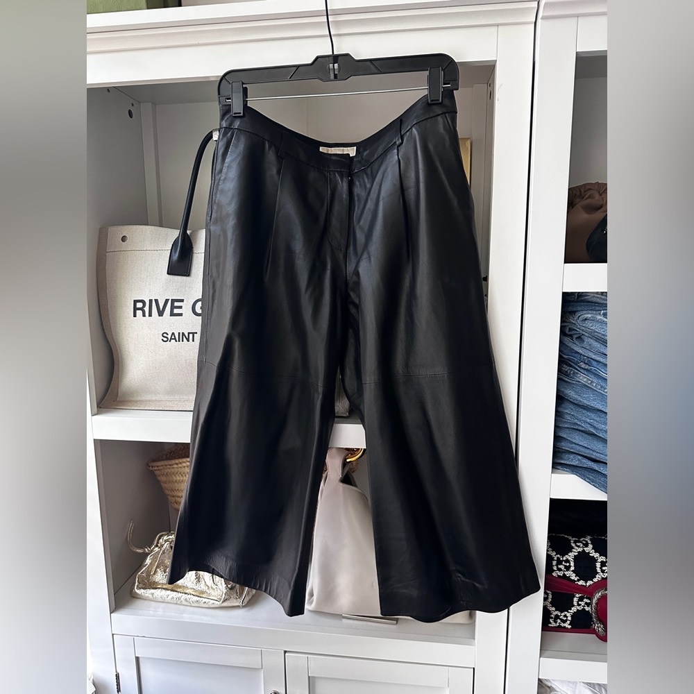 Cropped leather pants